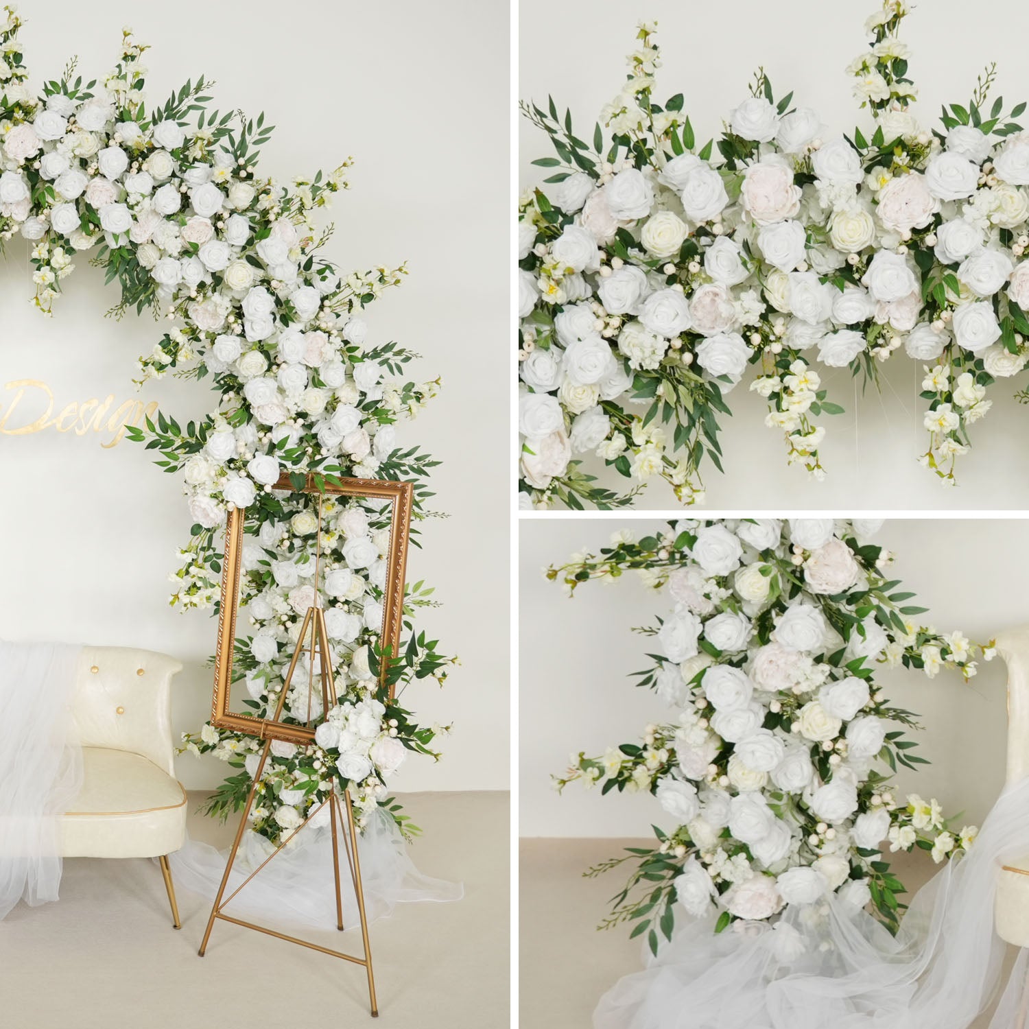White Rose With Green Wedding Round Arch Decor Figure 5